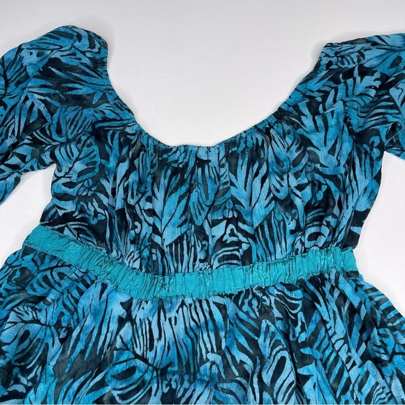 Lotus Traders Dress Batik Asymmetrical Babydoll Fairy Whimsigoth Black Blue OS - Picture 6 of 12